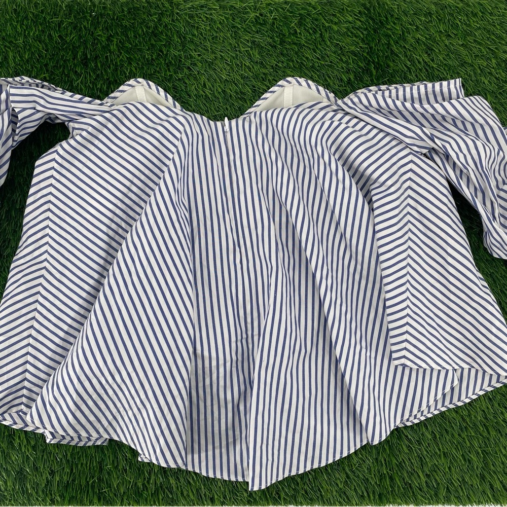 Caroline Constas Gabriella Off The Shoulder Nautical Stripe Bustier Blouse Top - Picture 8 of 10